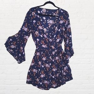 American eagle floral wrap dress with bell sleeves